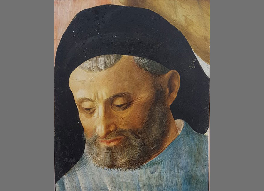Fra Angelico, Männerkopf, Aquarell auf Holz, 25x20cm