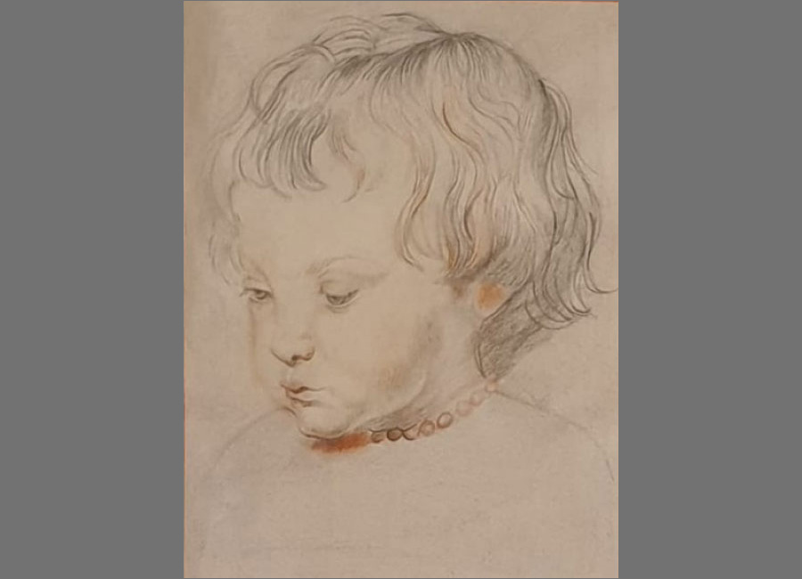Paul Rubens, Bildnis seines Sohne Nikolaus, Kreide, 14x10,8cm